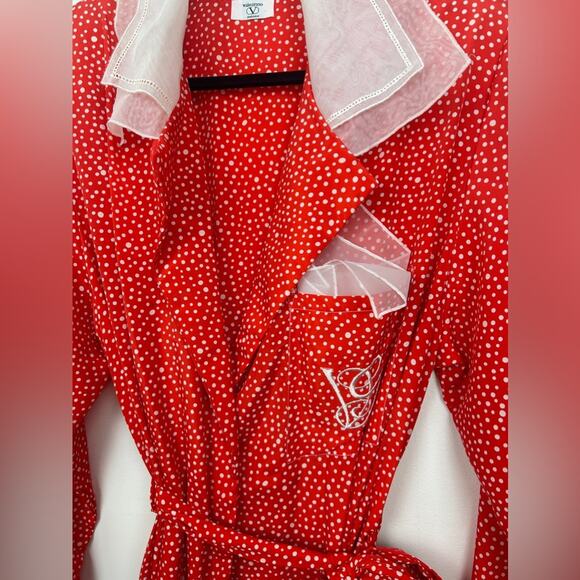 Vintage 80s RARE Valentino Red Polka Dot Wrap Dress - Picture 9 of 11